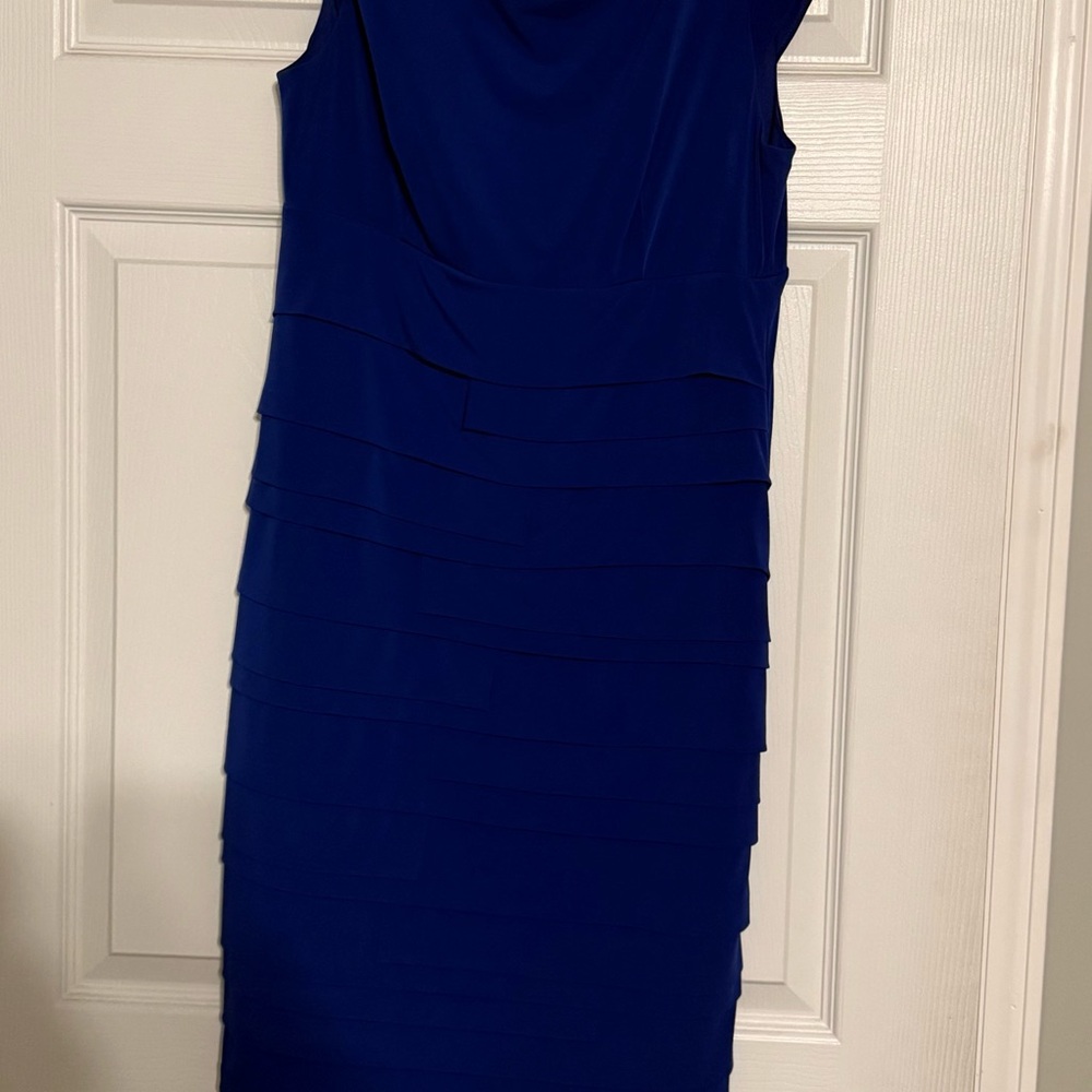 Sandra Darren Royal Blue Layered Midi Dress